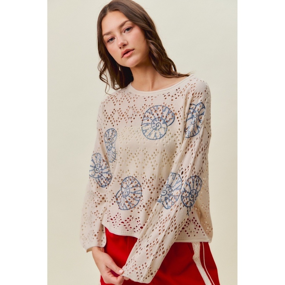 SO ME Seashell Lightweight Sweater Top - Medium - Picture 5 of 16